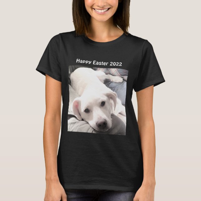 Foto på Cute White Puppy Hund Gift Black T Shirt (Framsida)