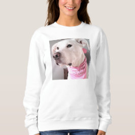 Foto på Cute White Puppy Hund med Rosa Scarf T Shirt