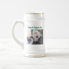 Foto på Cute White Puppy Hund St. Patrick's Day Sejdel