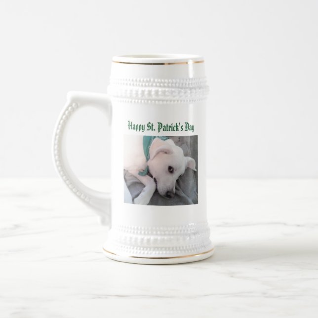 Foto på Cute White Puppy Hund St. Patrick's Day Sejdel (Vänster)