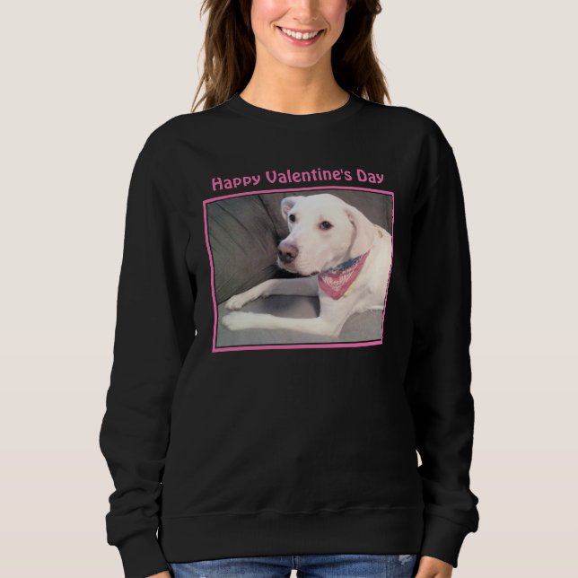 Foto på Cute White Puppy Hund Valentines day T Shirt (Framsida)