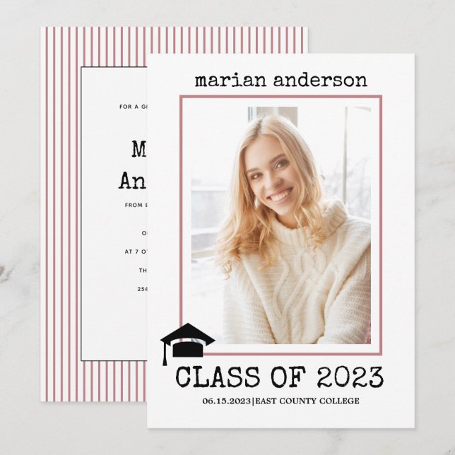 Foto på dammig ro studenten 2023 inbjudningar (Fram/baksida)