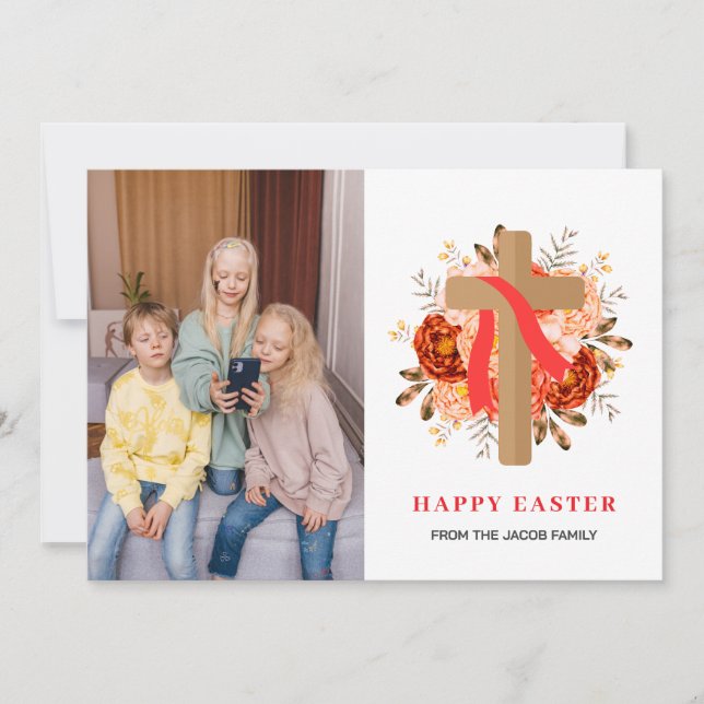 Foto på den moderna Blommigten Kor Påsk Julkort (Framsida)