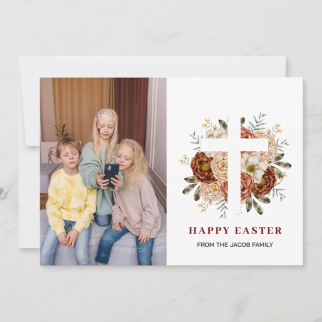 Foto på den moderna Blommigten Kor Påsk Julkort (Framsida)