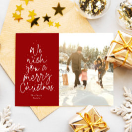 Foto på den röda familjen god jul roligt julkort