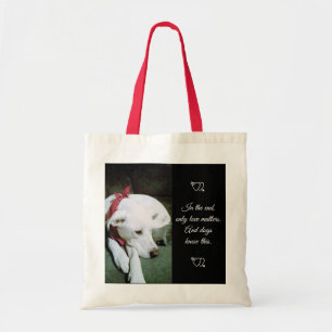 Foto på den vita Hund med Scarf Valentine Day Tygkasse