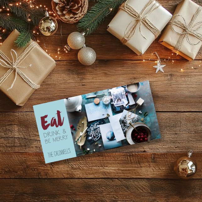 Foto på eat Drink & Be God jul Julkort (Eat, drink and be merry Christmas card)