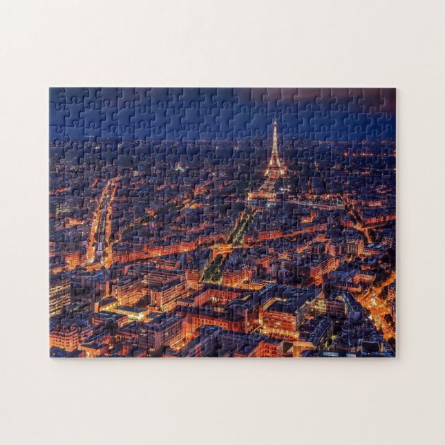 Foto på Eiffel Torn Paris City Night Europe Travel Pussel (Horisontell)