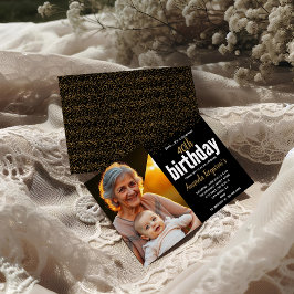 Foto på elegant Black & Guld 40:e födelsedagen Par Inbjudningar