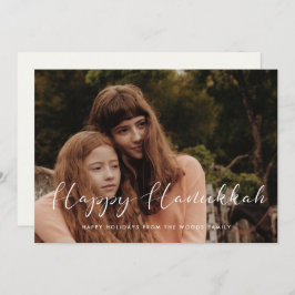 Foto på elegant calligraphy Lycklig Hanukkah Julkort