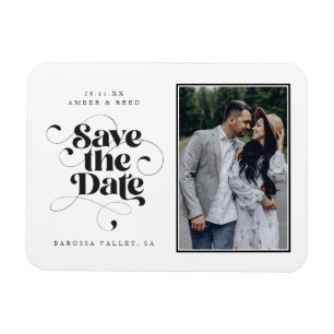 Foto på elegant Script Modern Black White Art Desi Magnet