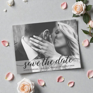 Foto på elegant Script Modern bröllop förlovning Vykort