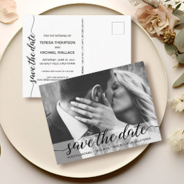 Foto på elegant Script Modern bröllop förlovning Vykort