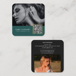 Foto på Emerald-skannerbar streckkod QR-kod Fyrkantigt Visitkort