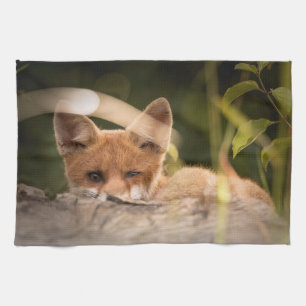 Foto på en Cute Little Fox Kökshandduk