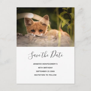 Foto på en Cute Little Fox Spara datumet Inbjudan Vykort