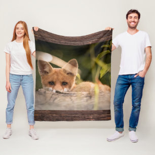 Foto på en Cute Little Orange Fox Fleecefilt