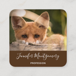 Foto på en Cute Little Orange Fox Fyrkantigt Visitkort