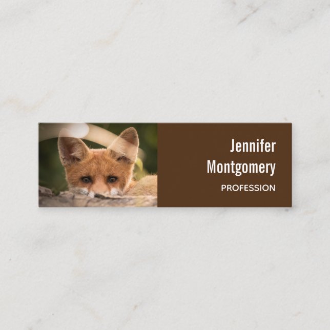 Foto på en Cute Little Orange Fox Mini Visitkort (Framsida)