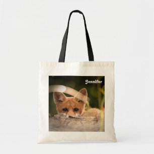 Foto på en Cute Little Orange Fox Tygkasse