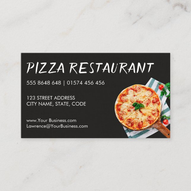 Foto på en Pizza ombord - Affärskort Visitkort (Framsida)