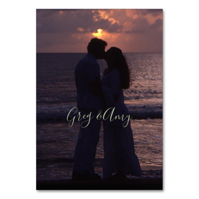 Foto på enkel Anpassningsbar för bröllopsinbjudan Bordsnummer (Framsidan)