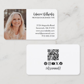 Foto på enkel Elegant svartvitt QR-kod Visitkort
