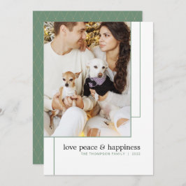 Foto på enkel modern geometrisk Grönt Julkort