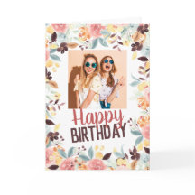 Foto på Fall boho blommigt grattis på födelsedagen