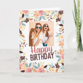 Foto på Fall boho blommigt grattis på födelsedagen Kort