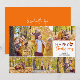 Foto på familjen blommigt Fall Modern thanksgiving Julkort