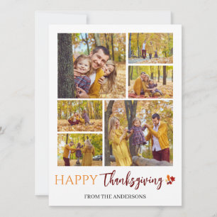 Foto på familjen blommigt i Modern Happy thanksgiv Julkort