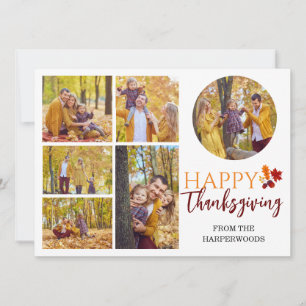 Foto på familjen blommigt i Modern Happy thanksgiv Julkort