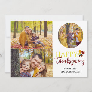 Foto på familjen blommigt i Modern Happy thanksgiv Julkort