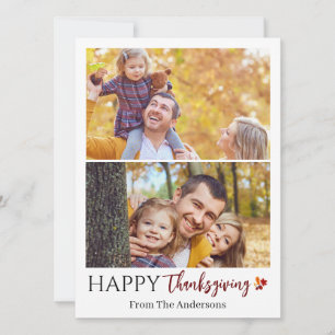 Foto på familjen blommigt i Modern Happy thanksgiv Julkort