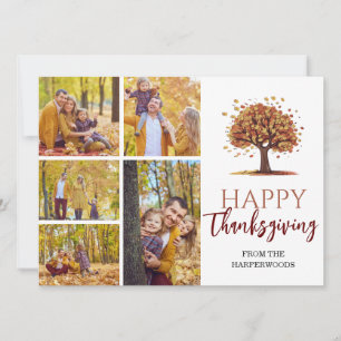 Foto på familjen blommigt i Modern Happy thanksgiv Julkort