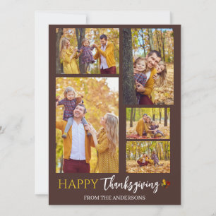 Foto på familjen blommigt i Modern Happy thanksgiv Julkort