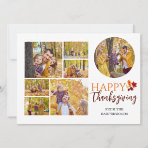Foto på familjen blommigt i Modern Happy thanksgiv Julkort