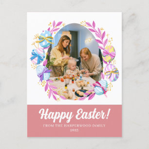 Foto på familjen elegant Modern Script Glad påsk Helg Vykort