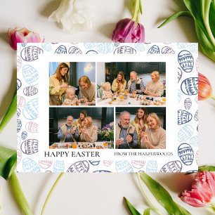 Foto på familjen elegant Modern Script Glad påsk Julkort