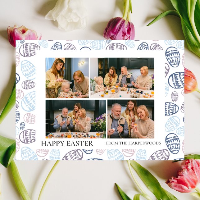 Foto på familjen elegant Modern Script Glad påsk Julkort (Skapare uppladdad)