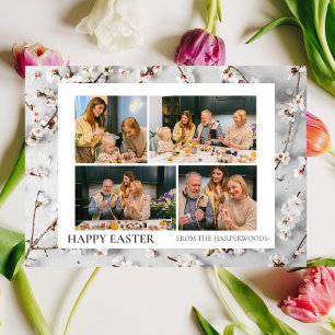 Foto på familjen elegant Modern Script Glad påsk Julkort