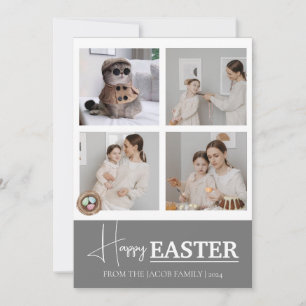 Foto på familjen elegant Modern Script Glad påsk Julkort