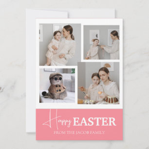 Foto på familjen elegant Modern Script Glad påsk Julkort
