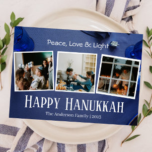 Foto på familjen Lycklig Hanukkah med enkel Elegan Julkort
