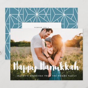 Foto på familjen lycklig Hanukkah Modern typografi Julkort