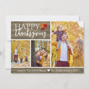 Foto på familjen Rustic Wood Fall Happy thanksgivi Julkort