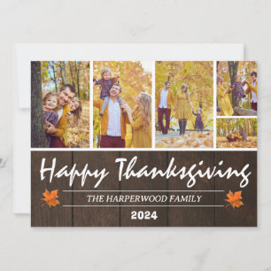 Foto på familjen Rustic Wood Modern thanksgiving Julkort
