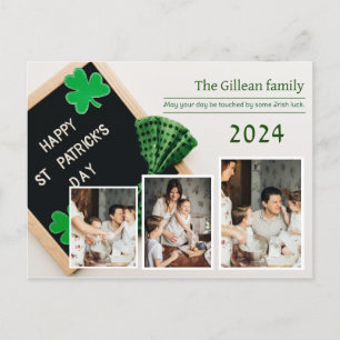 Foto på familjen Shamrocks vid lycklig St. patrick Helg Vykort
