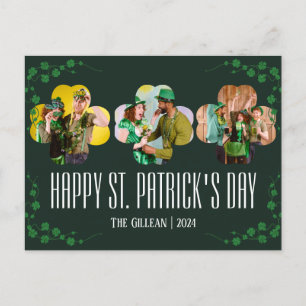 Foto på familjen Shamrocks vid lycklig St. patrick Helg Vykort